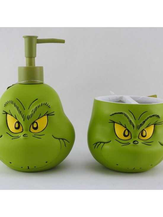 Does not apply Other - Grinch Bathroom Set Lotion Soap Dispenser and Toothbrush Holder Christmas Decor